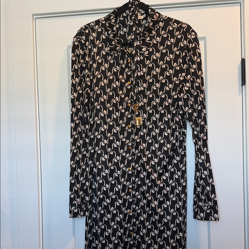 Tory Burch Black and Cream Floral shirt Dress